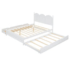 Cadre de lit Queen Size avec lit gigogne Twin XL et 2 grands tiroirs, lit plateforme en bois avec tête de lit et support à lattes