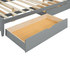 Cadre de lit Queen Size avec lit gigogne Twin XL et 2 grands tiroirs, lit plateforme en bois avec tête de lit et support à lattes