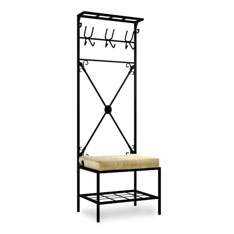Banc portemanteau en métal noir Bugleweed