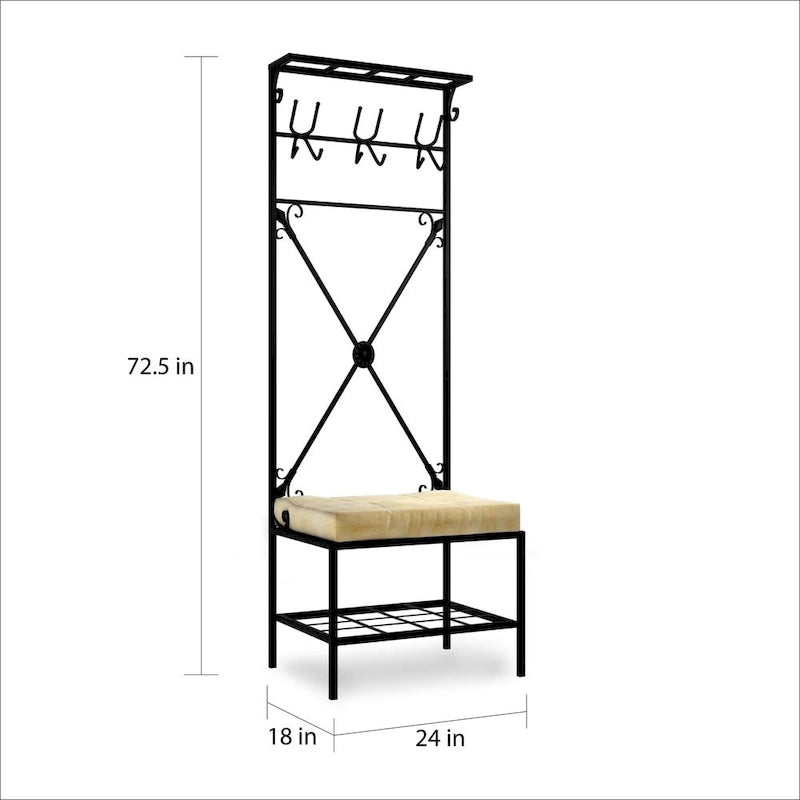 Banc portemanteau en métal noir Bugleweed