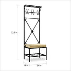Banc portemanteau en métal noir Bugleweed