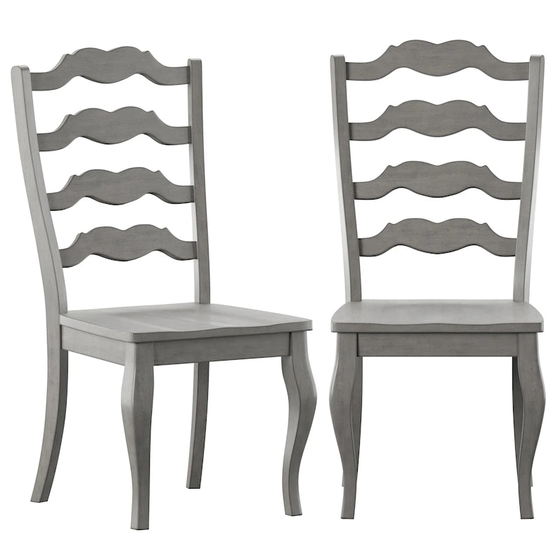 Chaises de salle à manger françaises en bois à dossier échelle (Lot de 2)