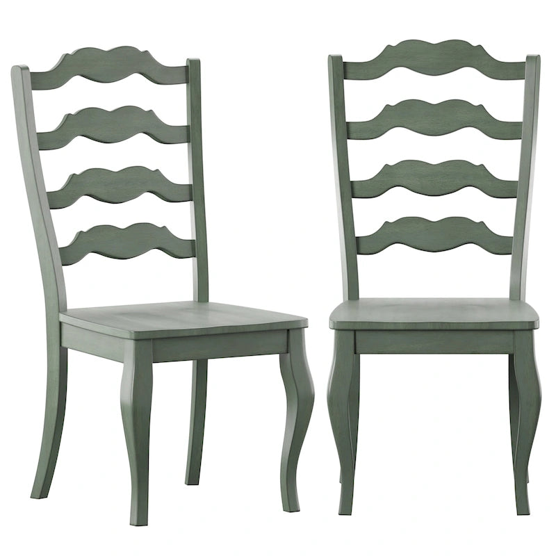 Chaises de salle à manger françaises en bois à dossier échelle (Lot de 2)