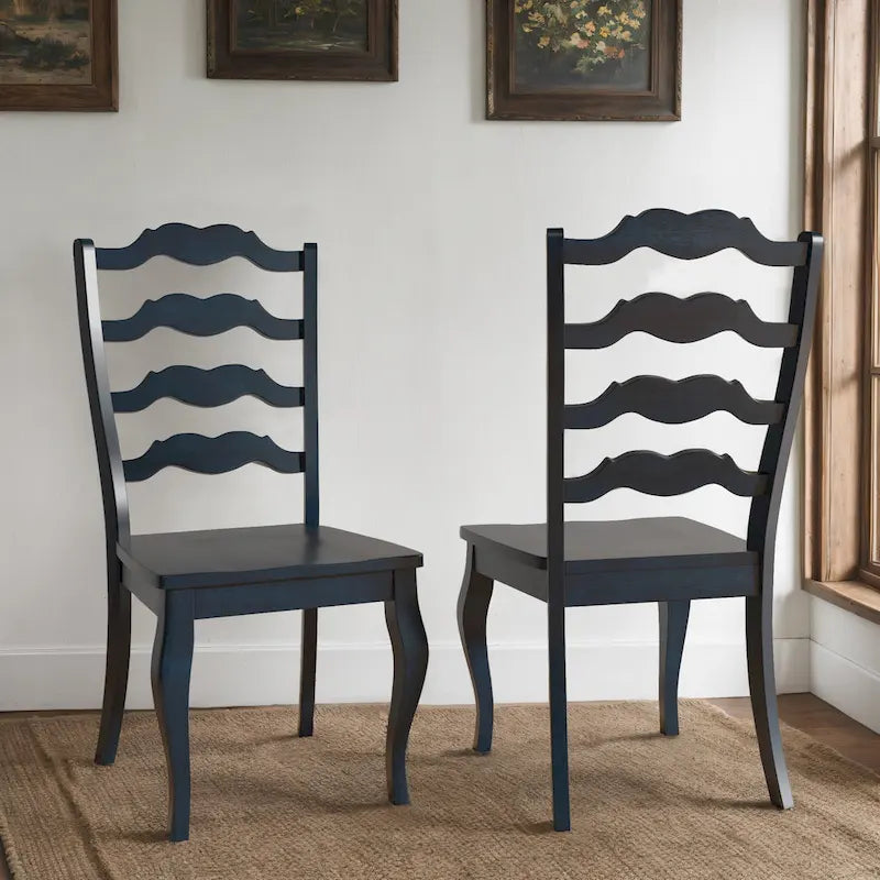 Chaises de salle à manger françaises en bois à dossier échelle (Lot de 2)