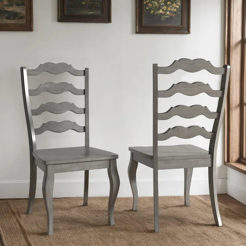Chaises de salle à manger françaises en bois à dossier échelle (Lot de 2)