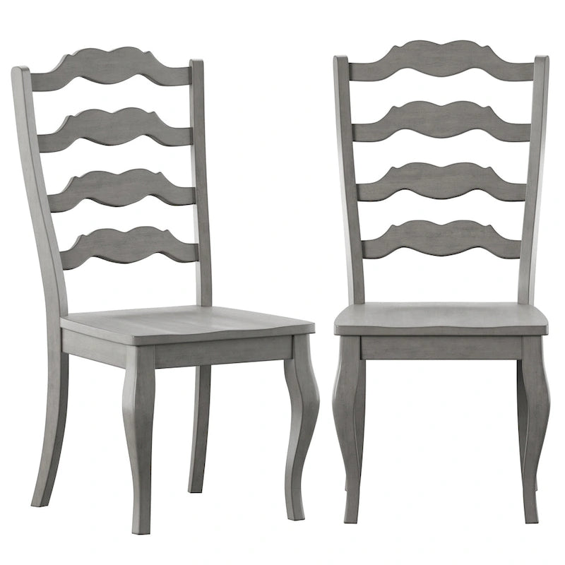 Chaises de salle à manger françaises en bois à dossier échelle (Lot de 2)