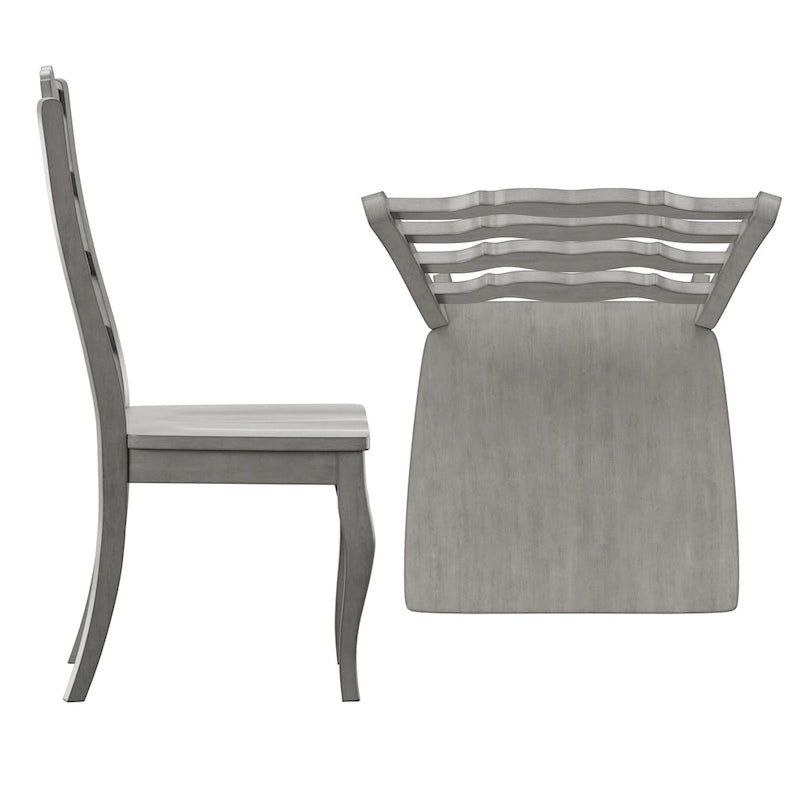 Chaises de salle à manger françaises en bois à dossier échelle (Lot de 2)