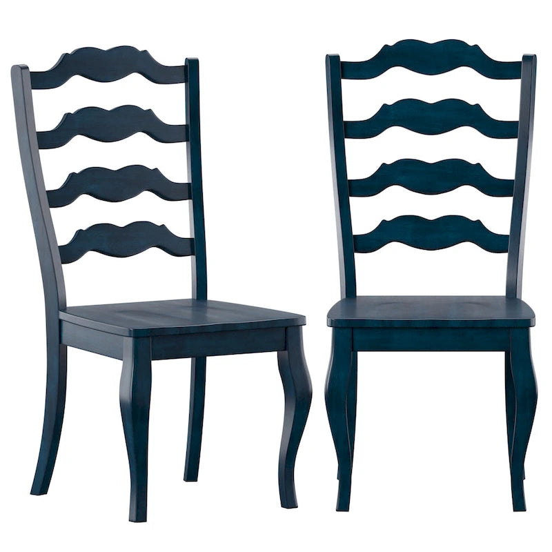Chaises de salle à manger françaises en bois à dossier échelle (Lot de 2)