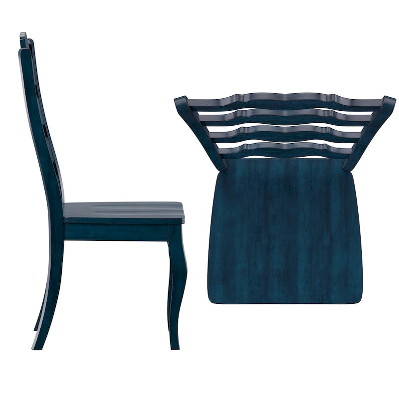 Chaises de salle à manger françaises en bois à dossier échelle (Lot de 2)