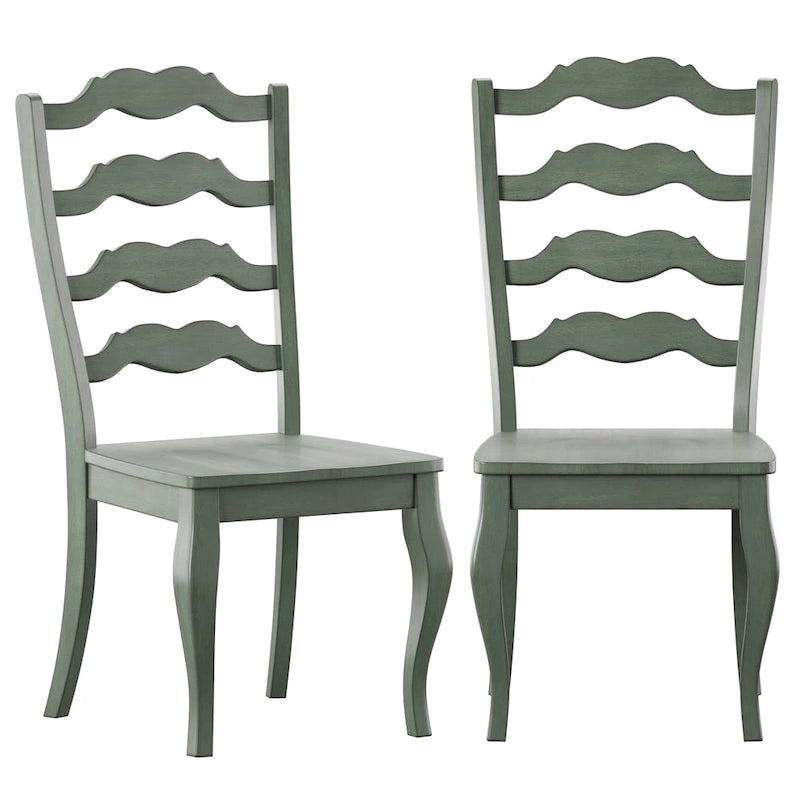 Chaises de salle à manger françaises en bois à dossier échelle (Lot de 2)