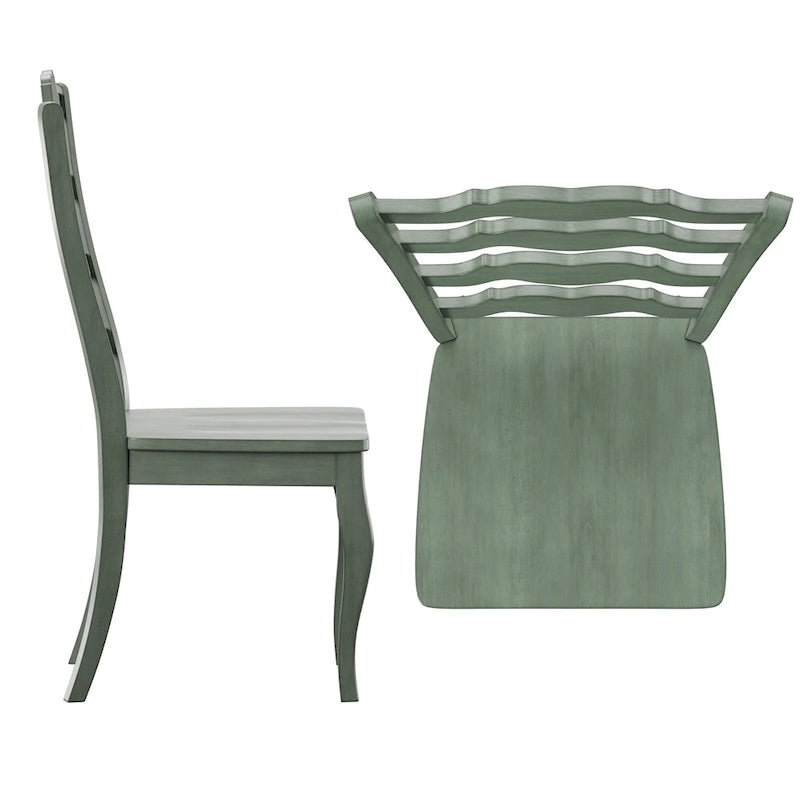 Chaises de salle à manger françaises en bois à dossier échelle (Lot de 2)