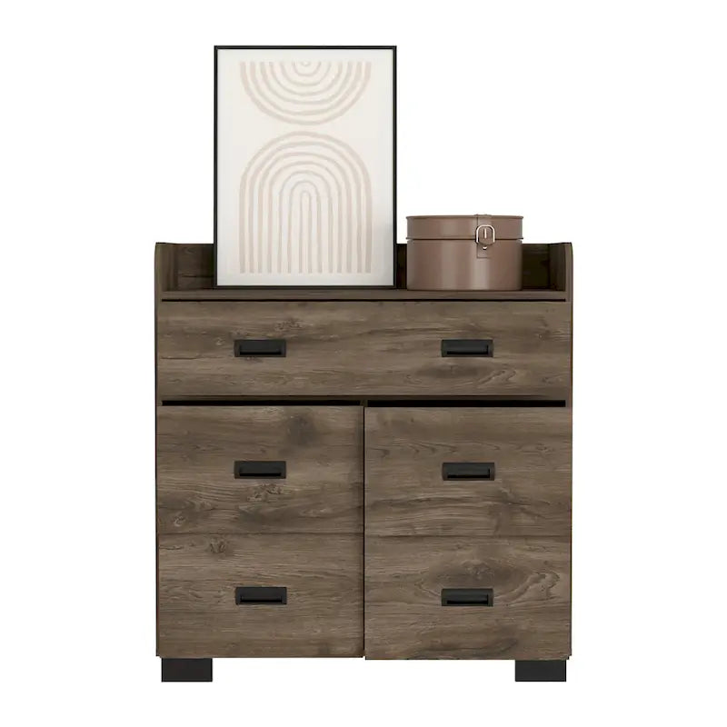 Commode de 33 pouces de large avec 4 pieds, 4 tiroirs, 1 tiroir double