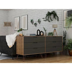 Commode basse à 6 tiroirs avec pieds en métal