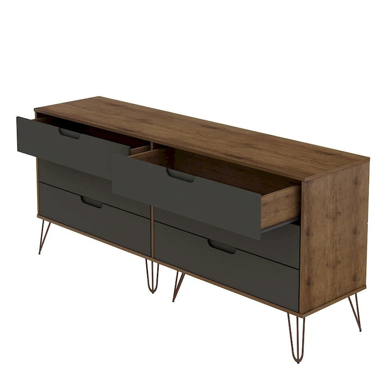 Commode basse à 6 tiroirs avec pieds en métal