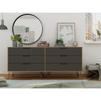 Commode basse à 6 tiroirs avec pieds en métal