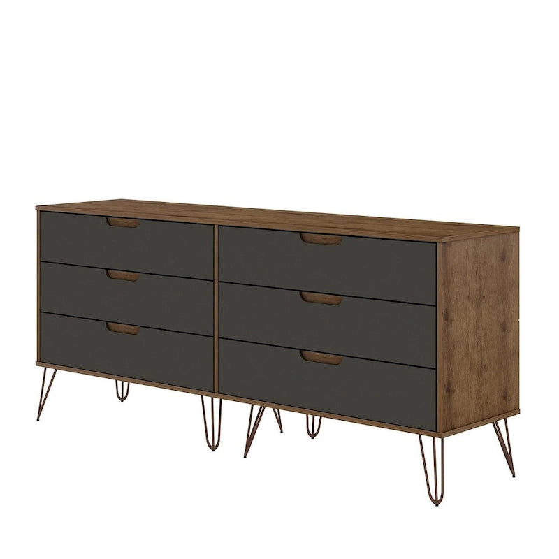 Commode basse à 6 tiroirs avec pieds en métal