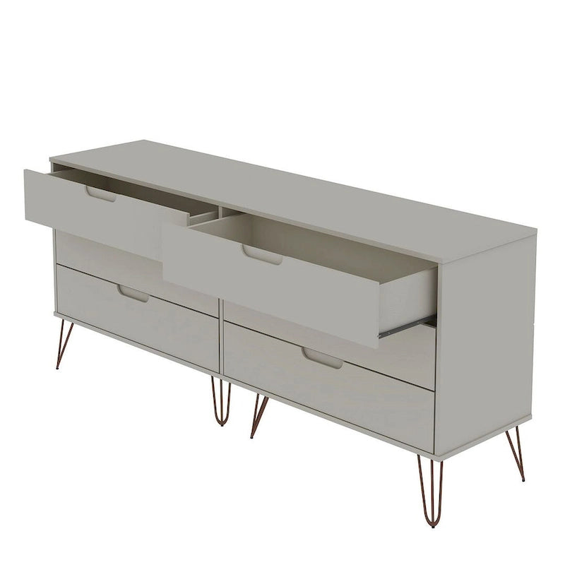 Commode basse à 6 tiroirs avec pieds en métal