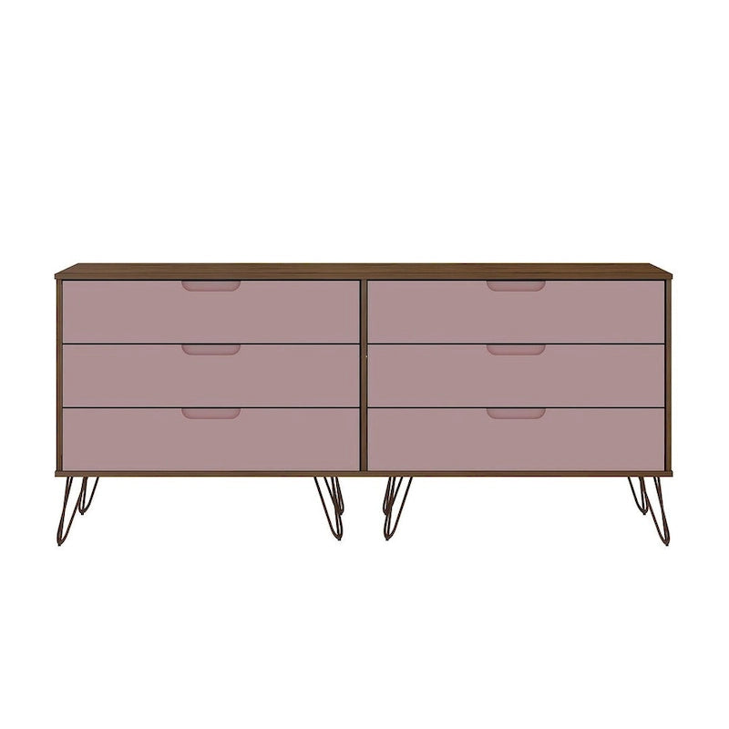 Commode basse à 6 tiroirs avec pieds en métal