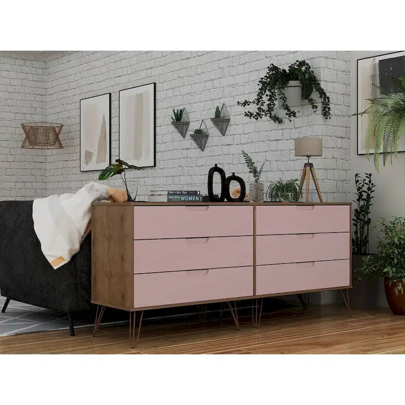 Commode basse à 6 tiroirs avec pieds en métal