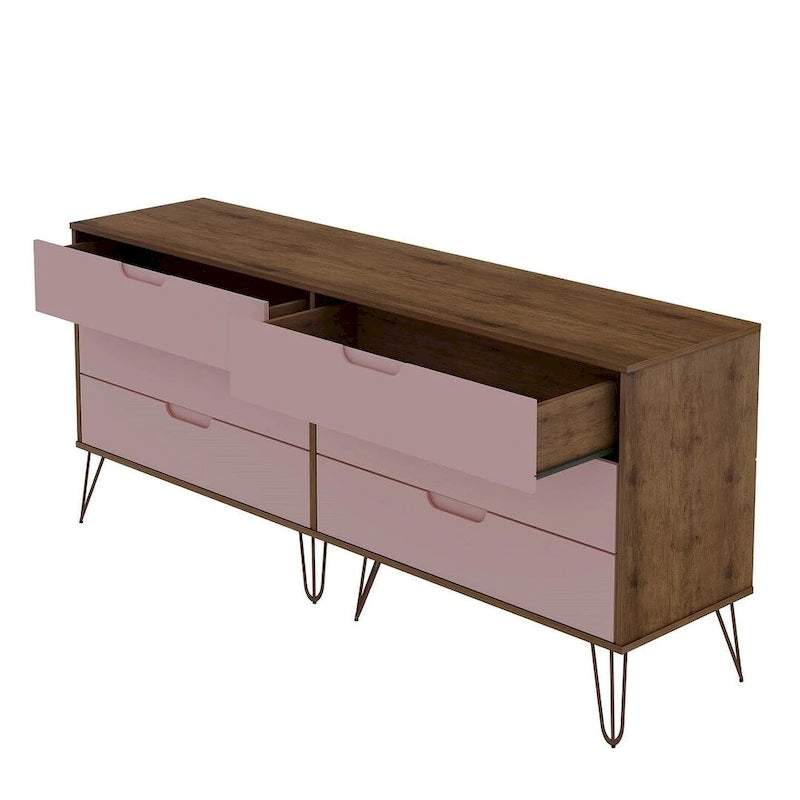 Commode basse à 6 tiroirs avec pieds en métal