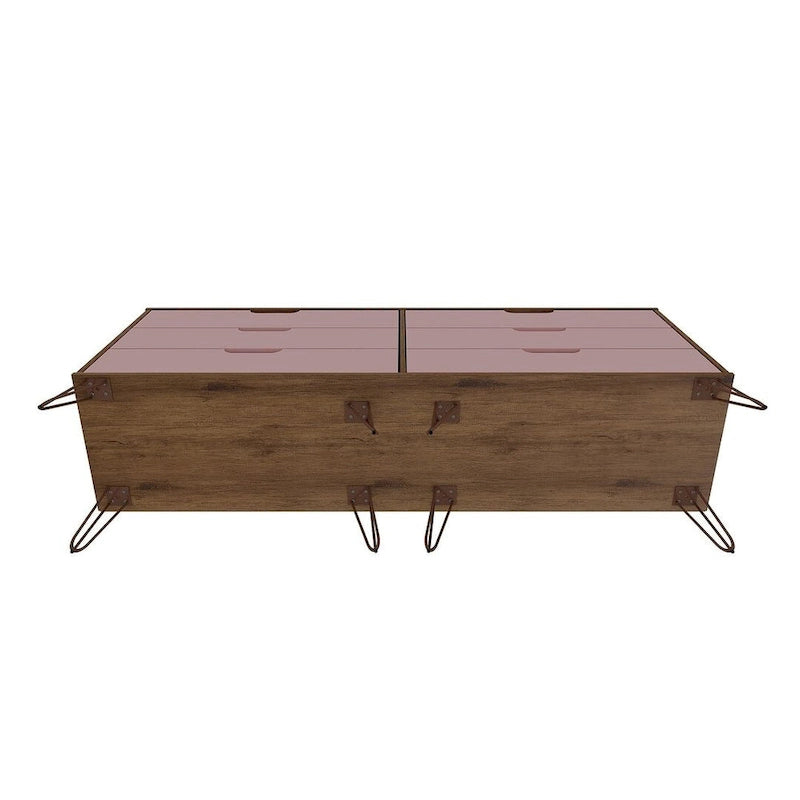 Commode basse à 6 tiroirs avec pieds en métal
