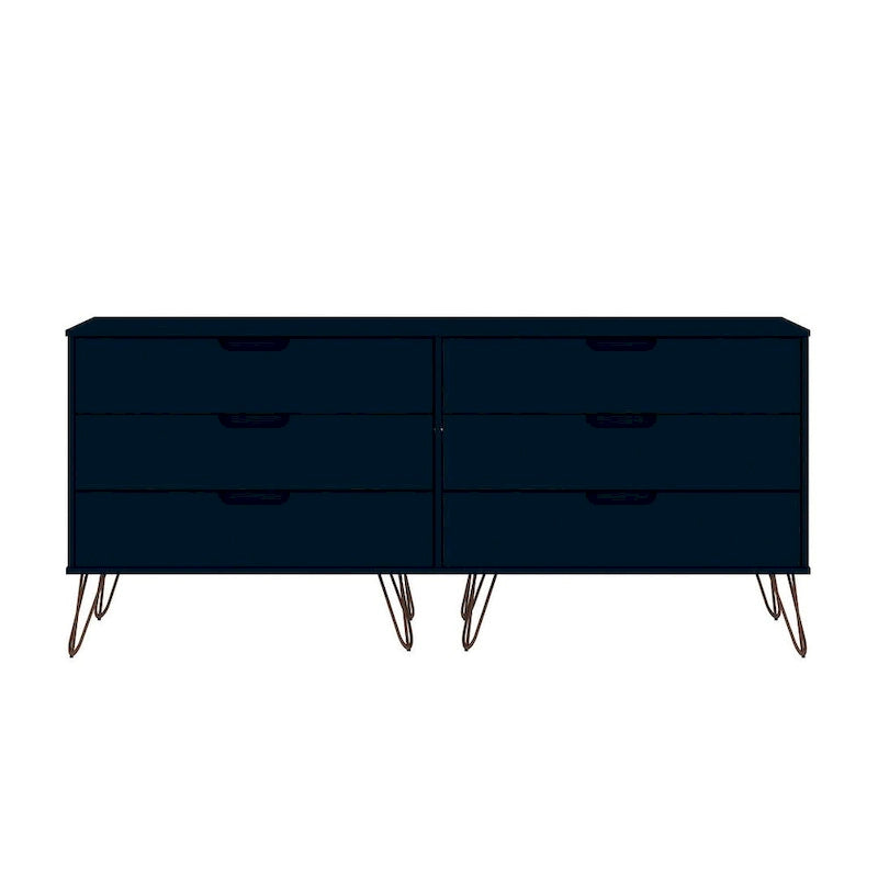 Commode basse à 6 tiroirs avec pieds en métal