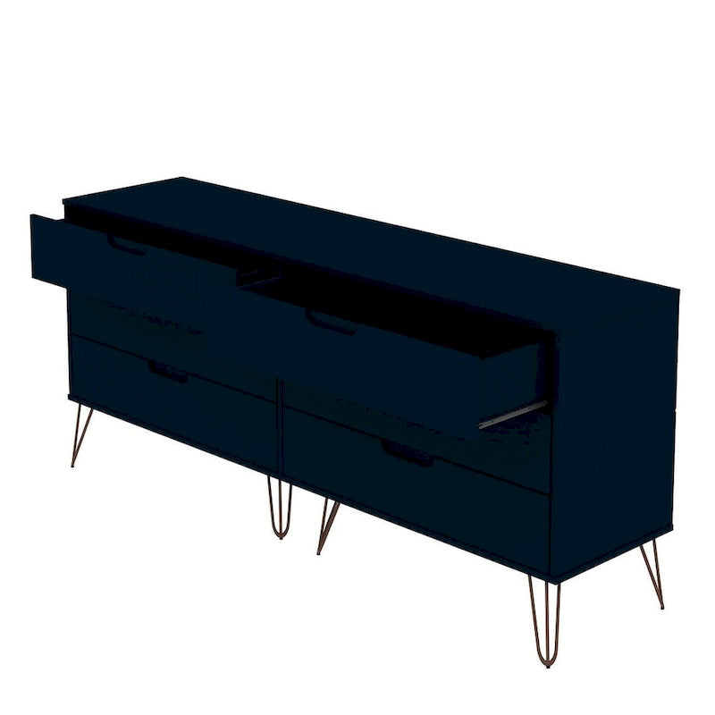 Commode basse à 6 tiroirs avec pieds en métal