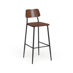 Tabouret de bar industriel avec structure en acier et assise en bois rustique
