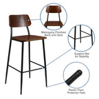 Tabouret de bar industriel avec structure en acier et assise en bois rustique