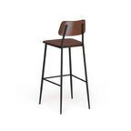 Tabouret de bar industriel avec structure en acier et assise en bois rustique