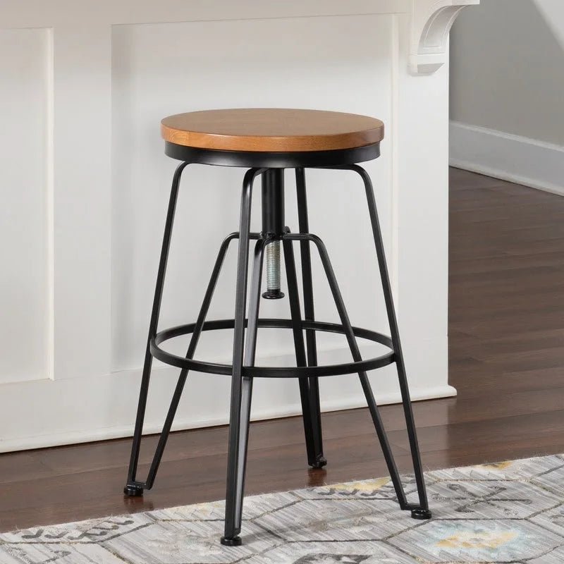 Tabouret réglable en bois et métal de 63,5 à 73,5 cm