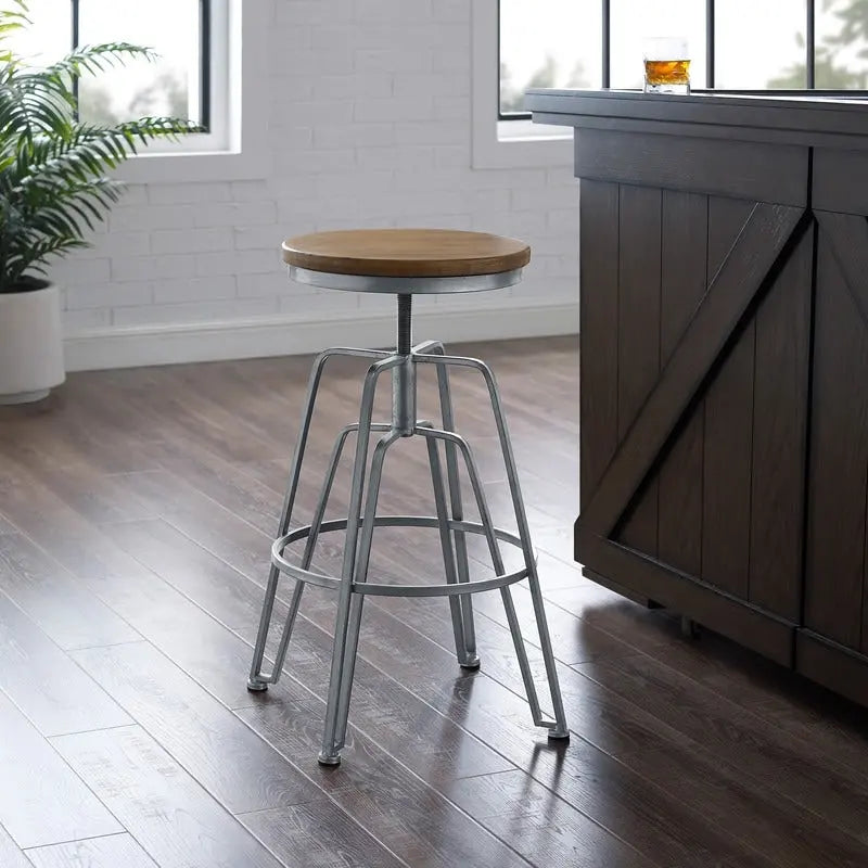 Tabouret réglable en bois et métal de 63,5 à 73,5 cm