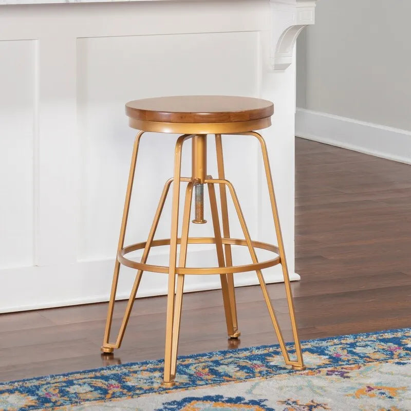 Tabouret réglable en bois et métal de 63,5 à 73,5 cm