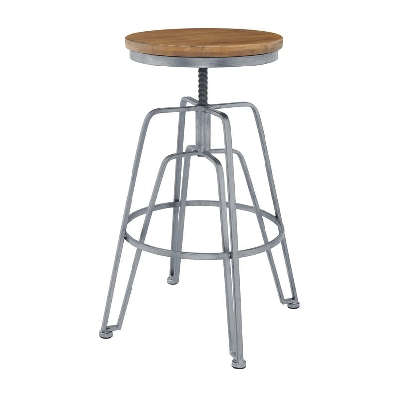 Tabouret réglable en bois et métal de 63,5 à 73,5 cm