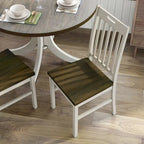 Chaises de salle à manger avec dossiers à lattes en bois blanc antique style ferme