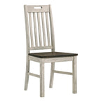 Chaises de salle à manger avec dossiers à lattes en bois blanc antique style ferme