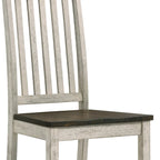 Chaises de salle à manger avec dossiers à lattes en bois blanc antique style ferme