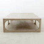 Table basse en bois recyclé, grande, 170 cm de long, finition blanchie patinée