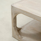 Table basse en bois recyclé, grande, 170 cm de long, finition blanchie patinée