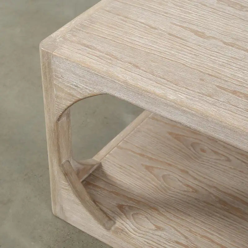 Table basse en bois recyclé, grande, 170 cm de long, finition blanchie patinée