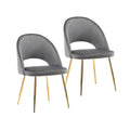 Chaises de salle à manger en velours avec pieds en métal doré (lot de 2)