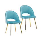 Chaises de salle à manger en velours avec pieds en métal doré (lot de 2)
