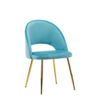 Chaises de salle à manger en velours avec pieds en métal doré (lot de 2)