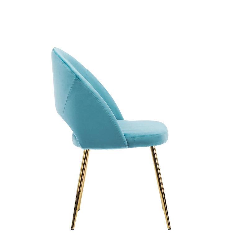 Chaises de salle à manger en velours avec pieds en métal doré (lot de 2)