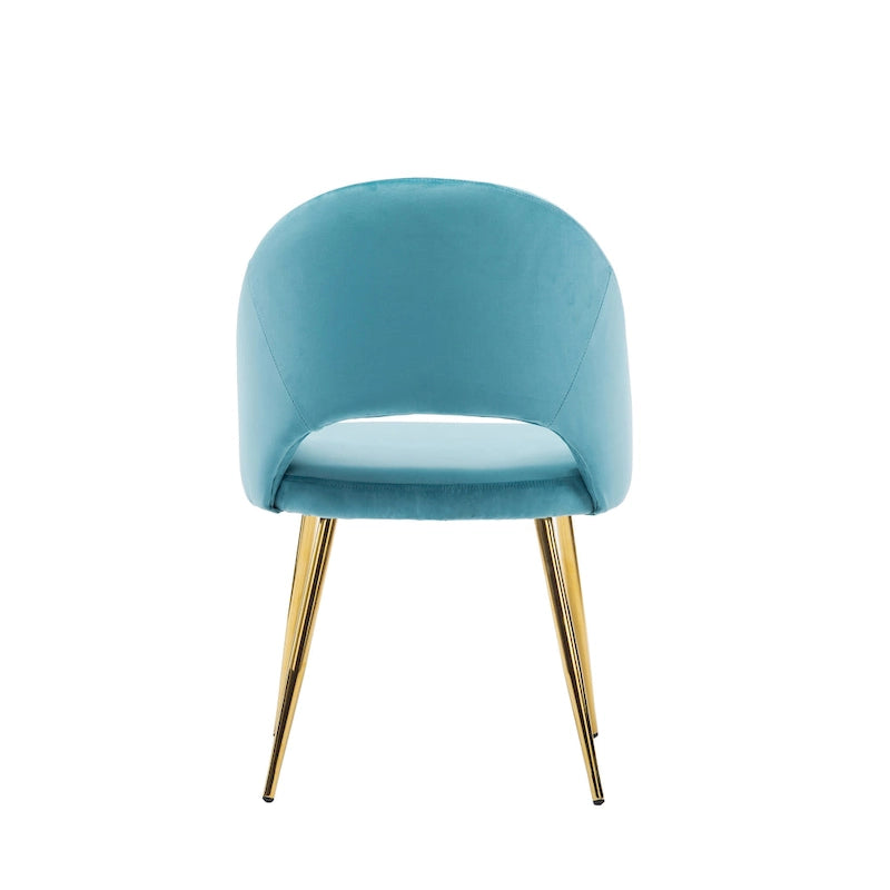 Chaises de salle à manger en velours avec pieds en métal doré (lot de 2)