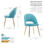 Chaises de salle à manger en velours avec pieds en métal doré (lot de 2)