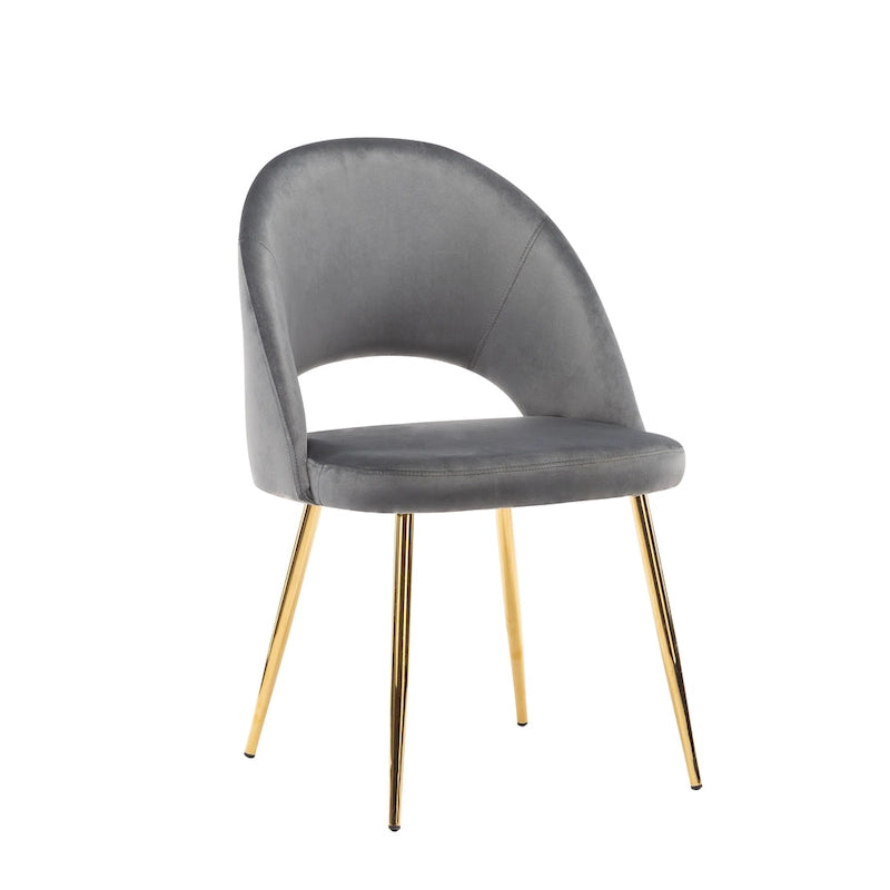 Chaises de salle à manger en velours avec pieds en métal doré (lot de 2)