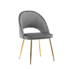 Chaises de salle à manger en velours avec pieds en métal doré (lot de 2)