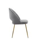 Chaises de salle à manger en velours avec pieds en métal doré (lot de 2)