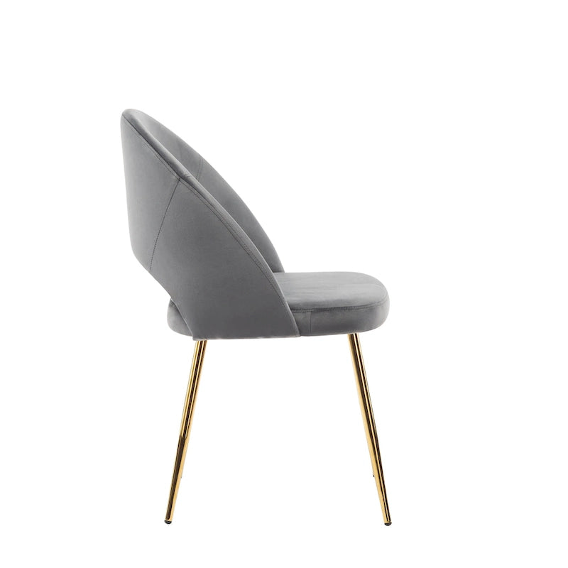 Chaises de salle à manger en velours avec pieds en métal doré (lot de 2)